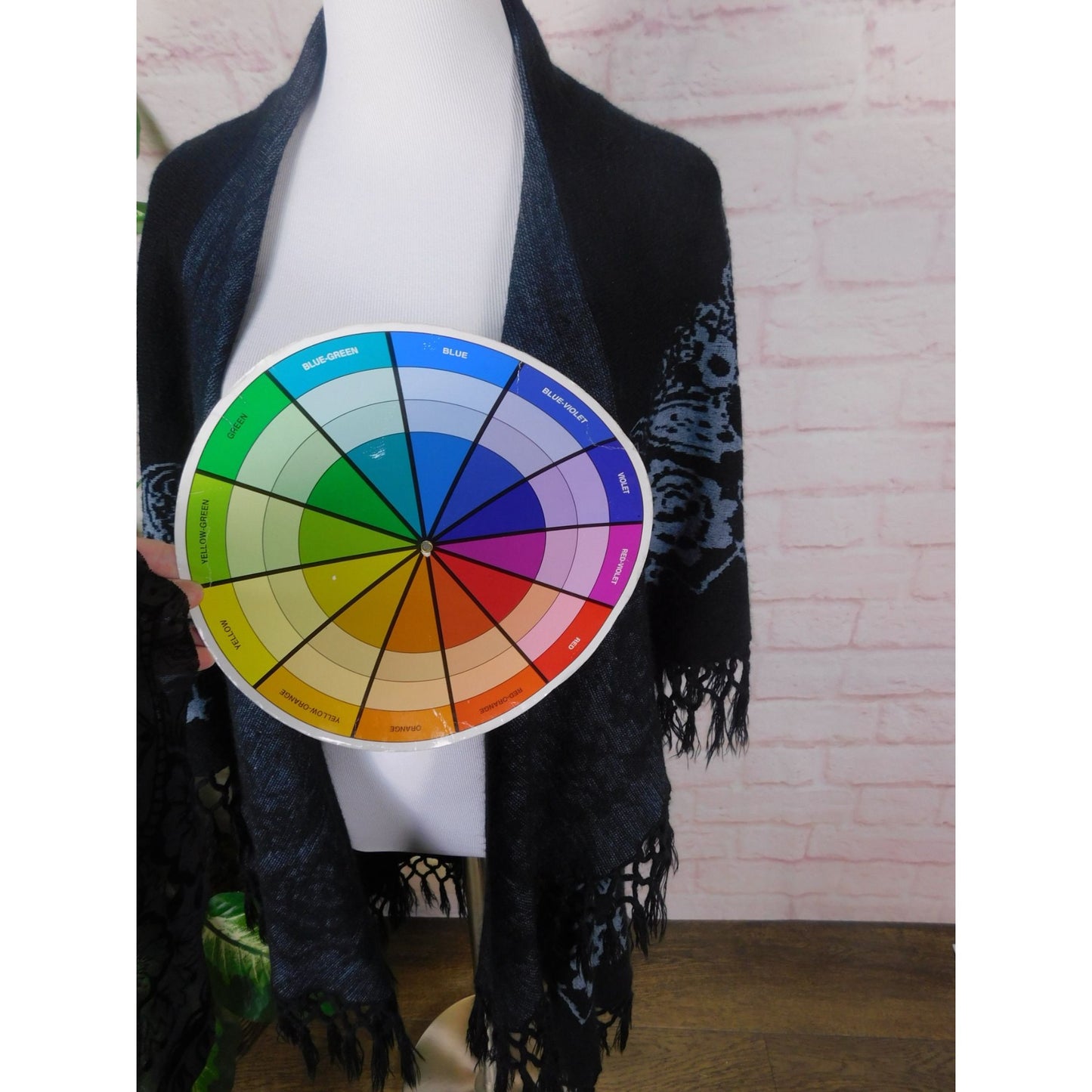 Black Fringe Knit Wrap Shawl OS Boho Gothic Witchy Elegant Layering