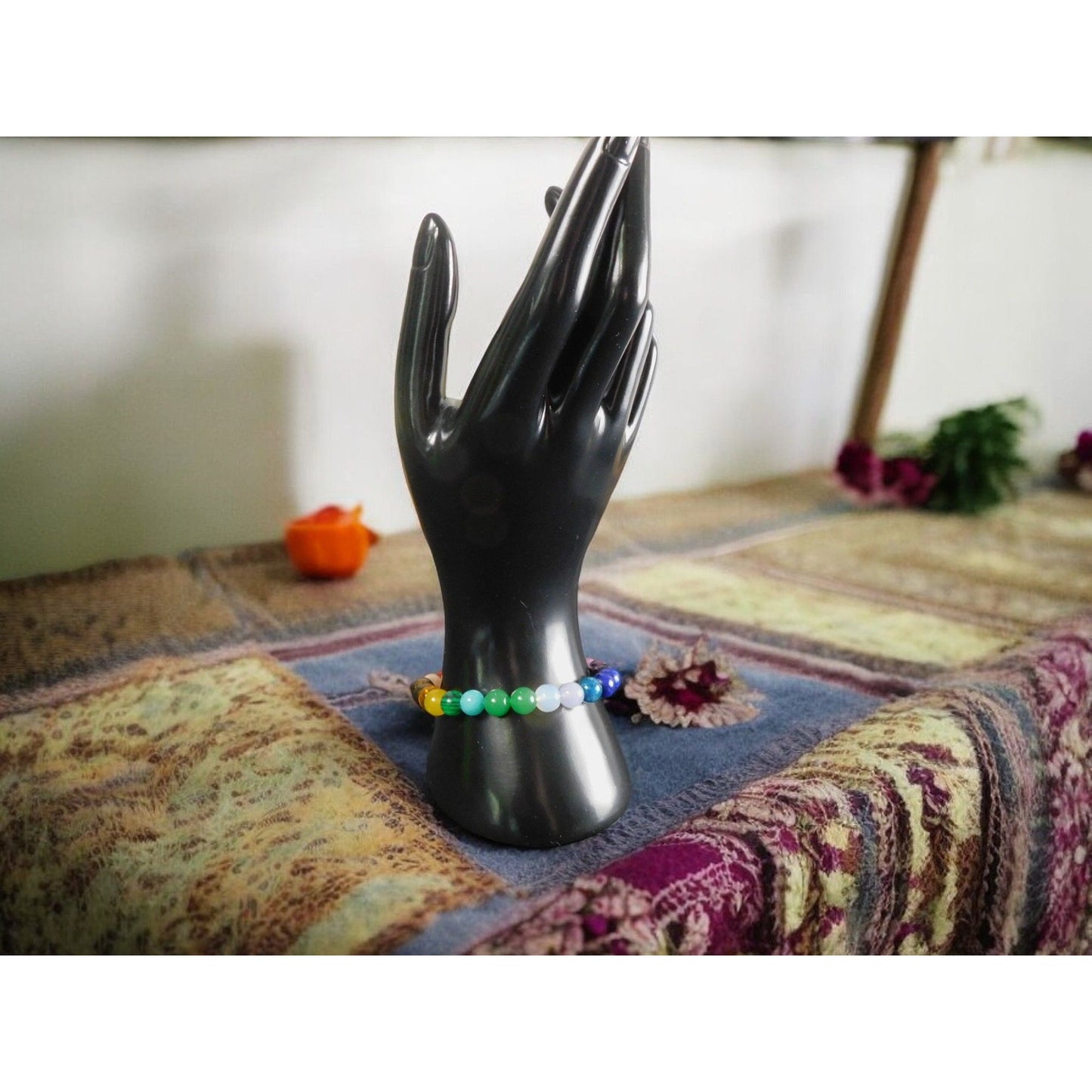 Bracelet de perles de guérison des chakras arc-en-ciel, bijoux spirituels unisexes multicolores en énergie Reiki