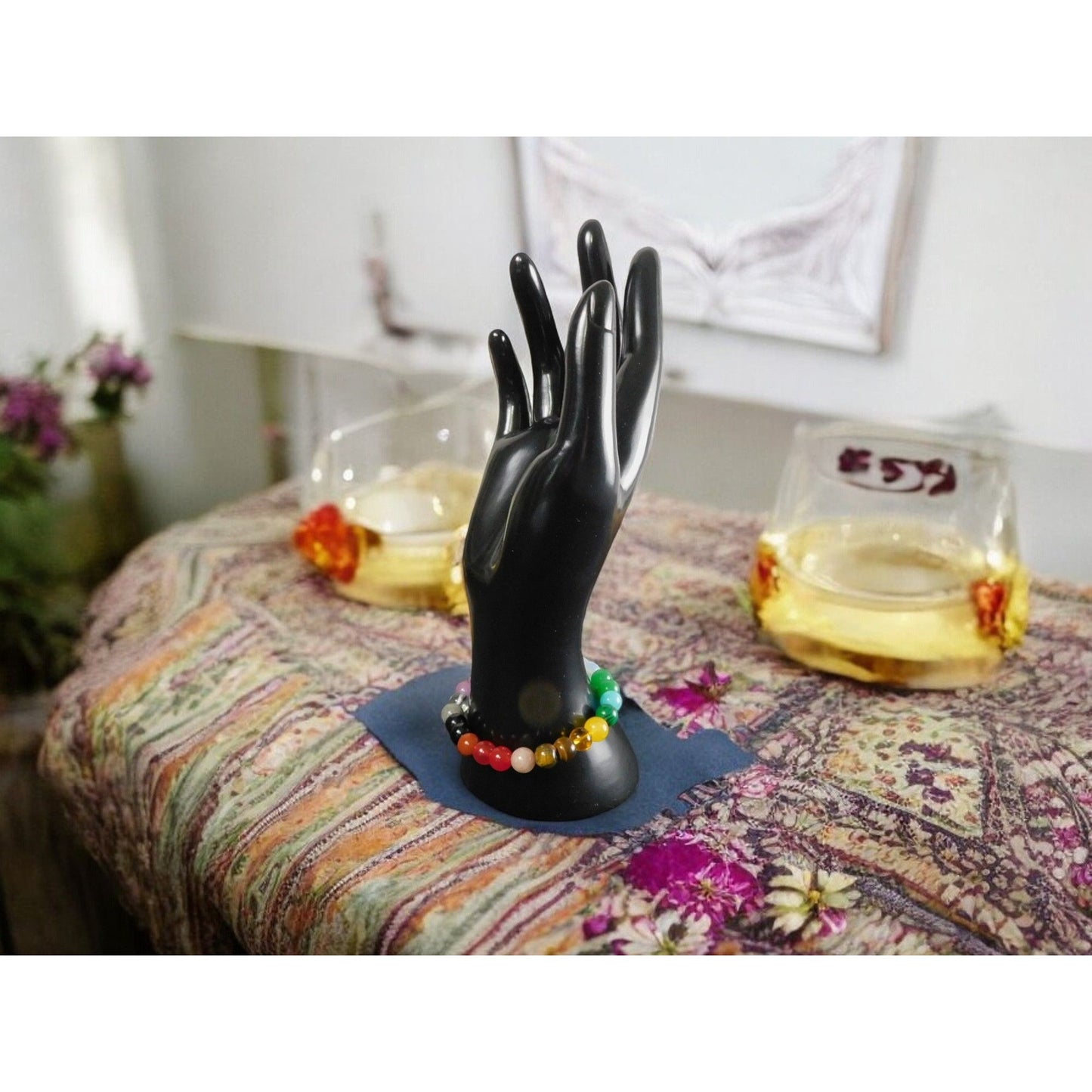 Bracelet de perles de guérison des chakras arc-en-ciel, bijoux spirituels unisexes multicolores en énergie Reiki