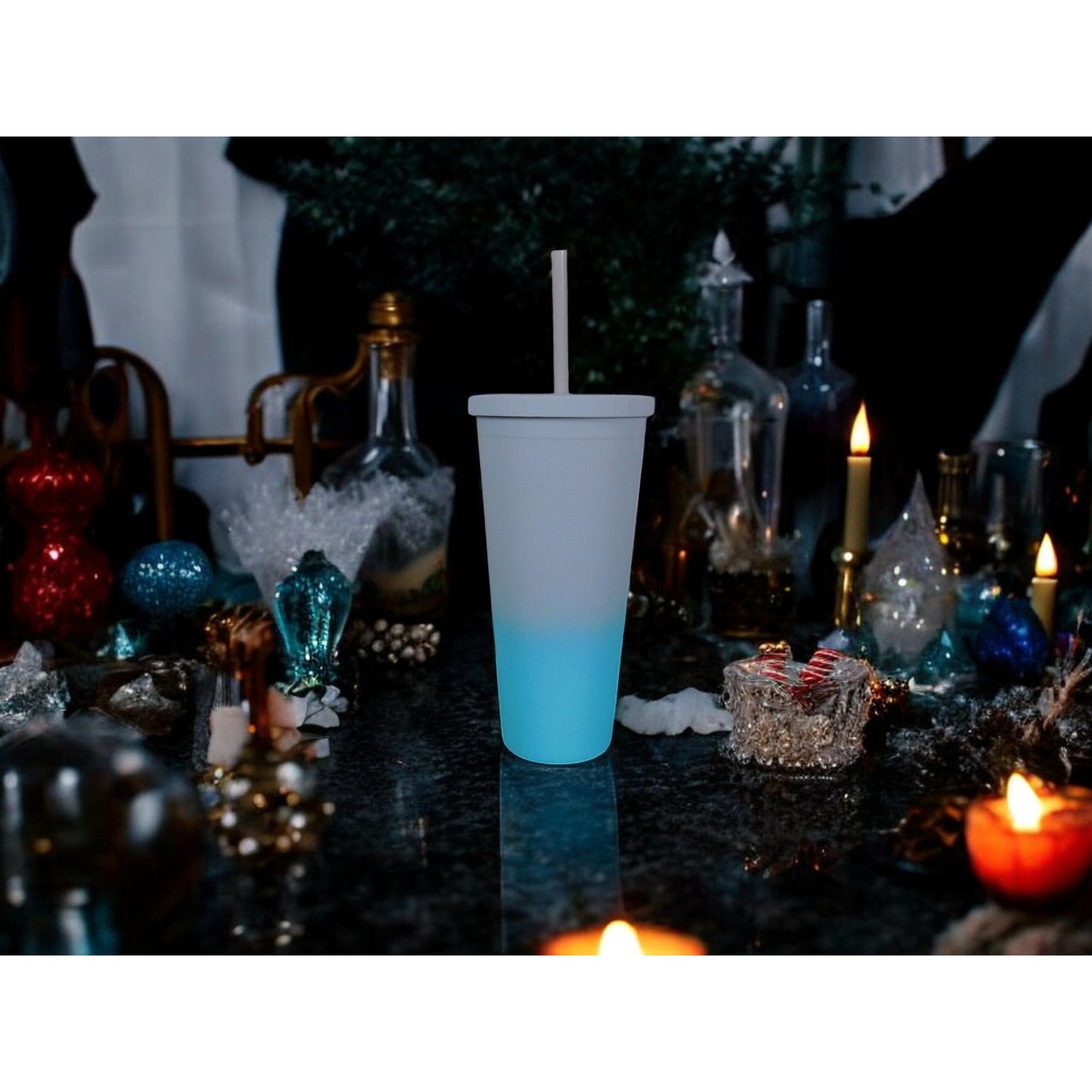 Celestial Design BPA-Free Plastic Tumbler with Straw 16 oz Color Changing