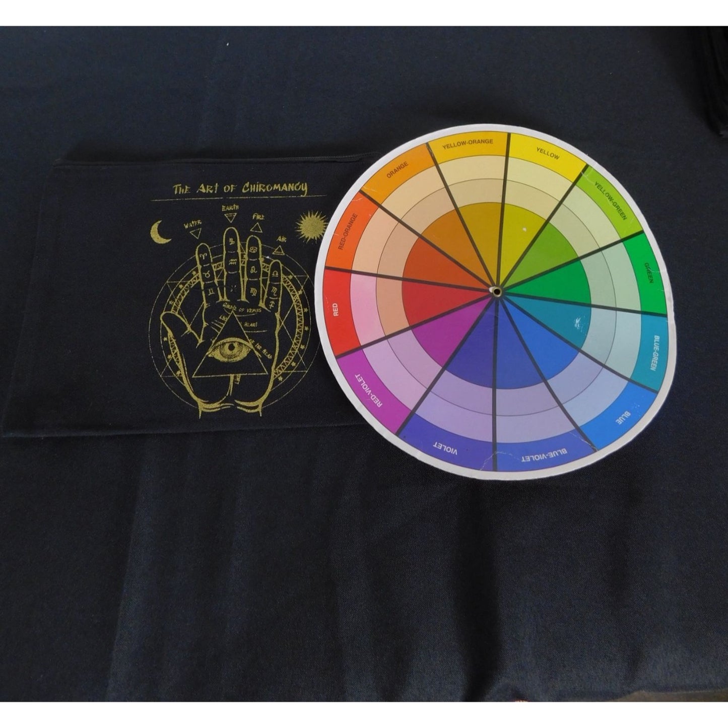 Black Canvas Zipper Pouch With The Art Of Chiromancy Design