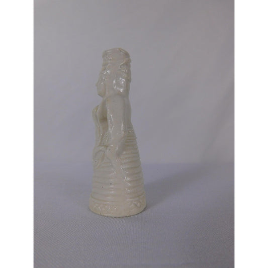 White Glazed Ceramic Woman Figurine Miniature Unmarked Pottery Decorative