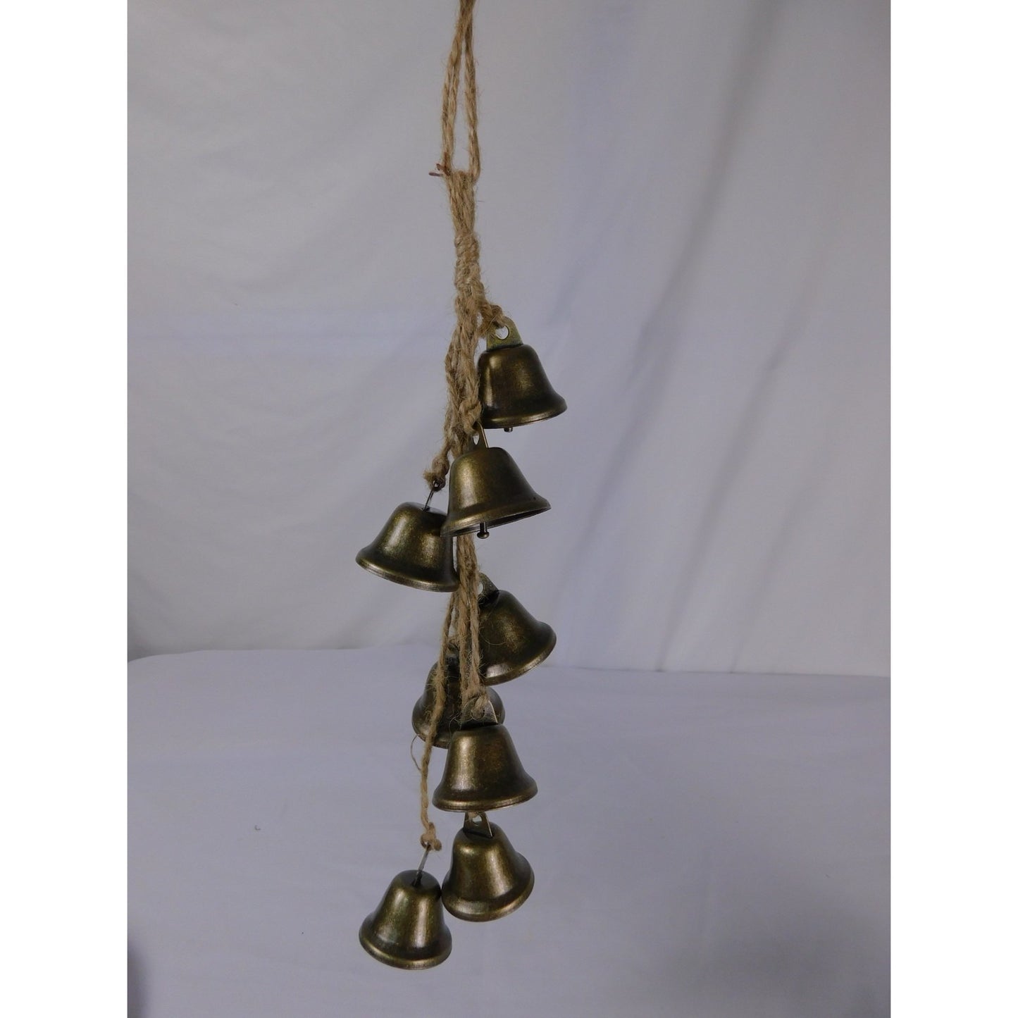 Decorative Hanging Witch Bells For Protection 7 Brass Bells On Jute Twine
