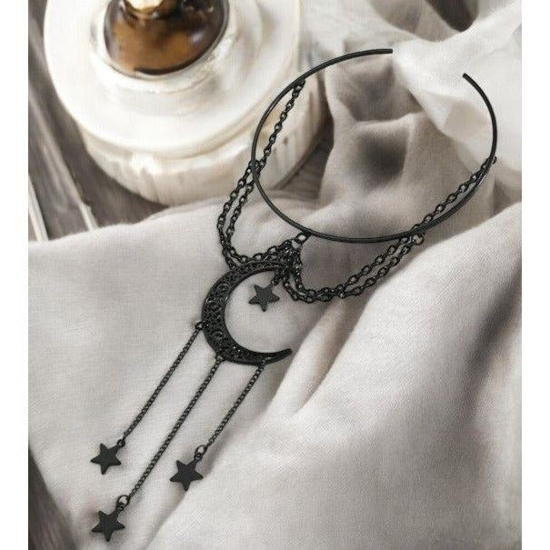 Witchy Black Moon Star Arm Cuff Boho Statement Adjustable Chain Jewelry