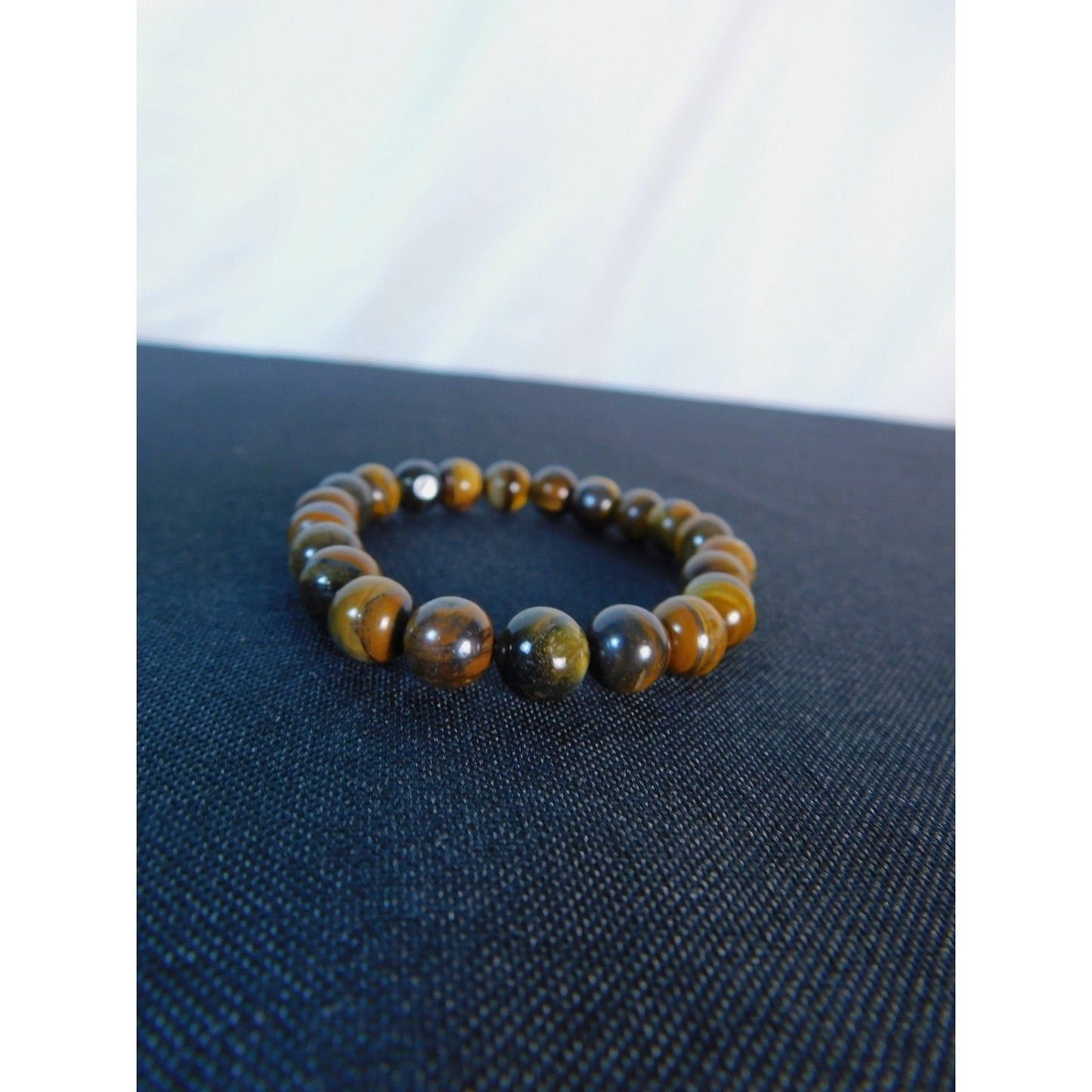 Tiger Eye Gemstone Bracelet Beaded Crystal Healing Jewelry Unisex Wealth Protect