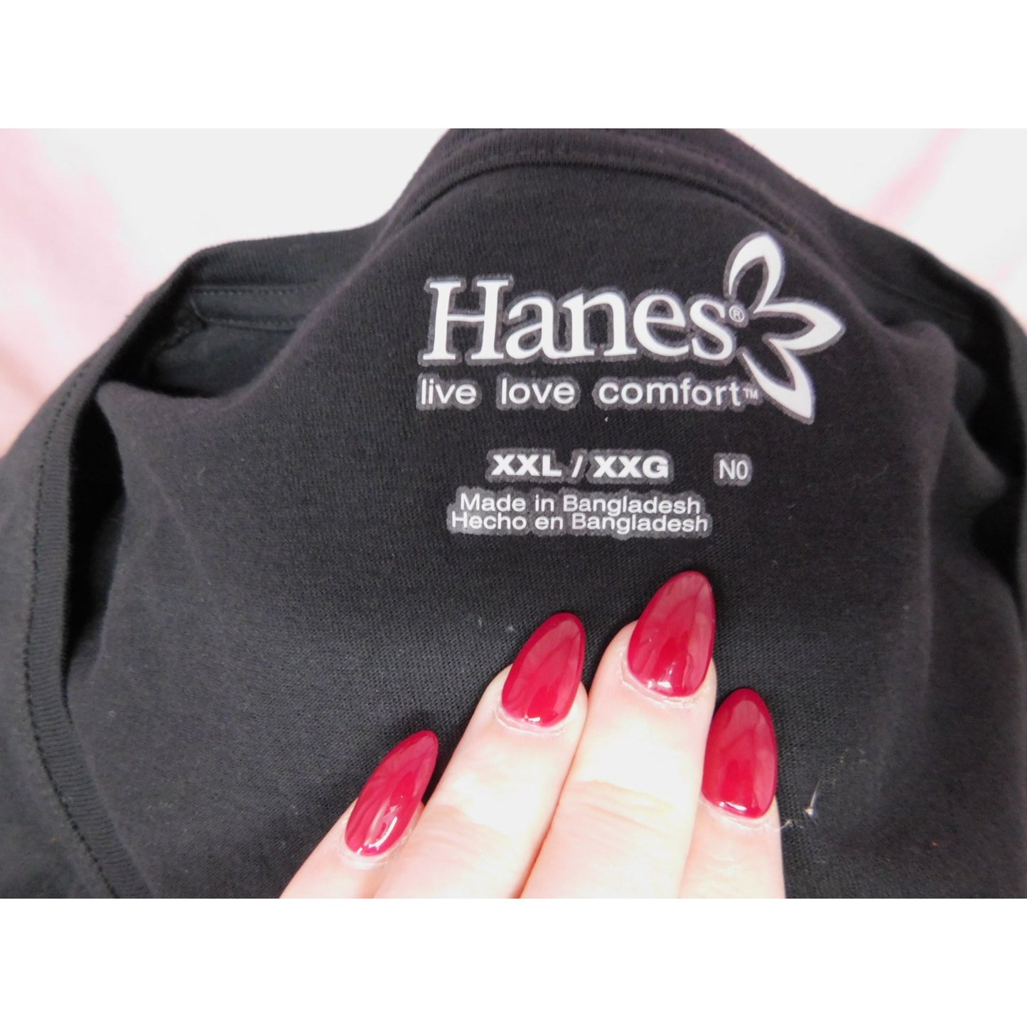 T-shirt en coton à manches longues et col en V basique Hanes pour femme, noir, XXL, léger