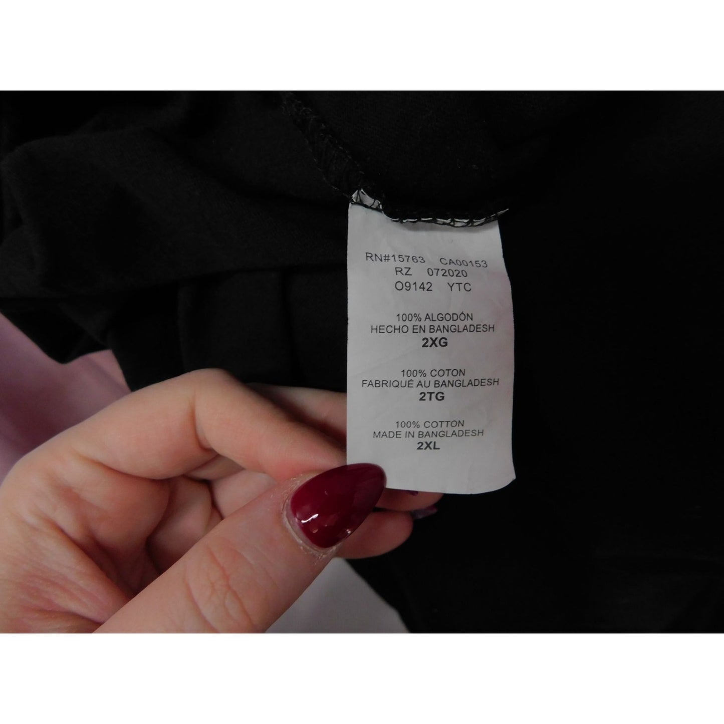 T-shirt en coton à manches longues et col en V basique Hanes pour femme, noir, XXL, léger