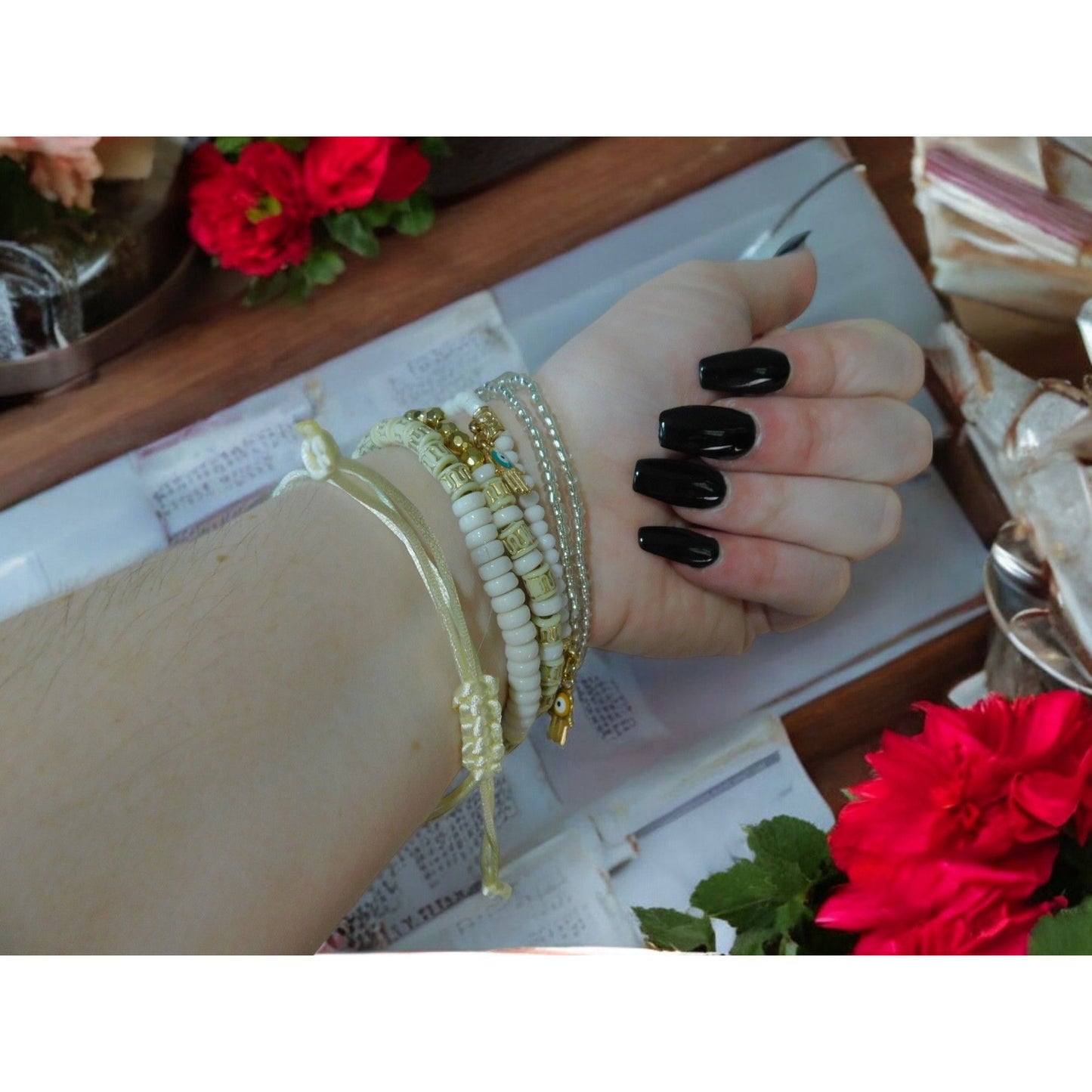 Ensemble de bracelets perlés Boho Evil Eye et Hamsa pour femmes