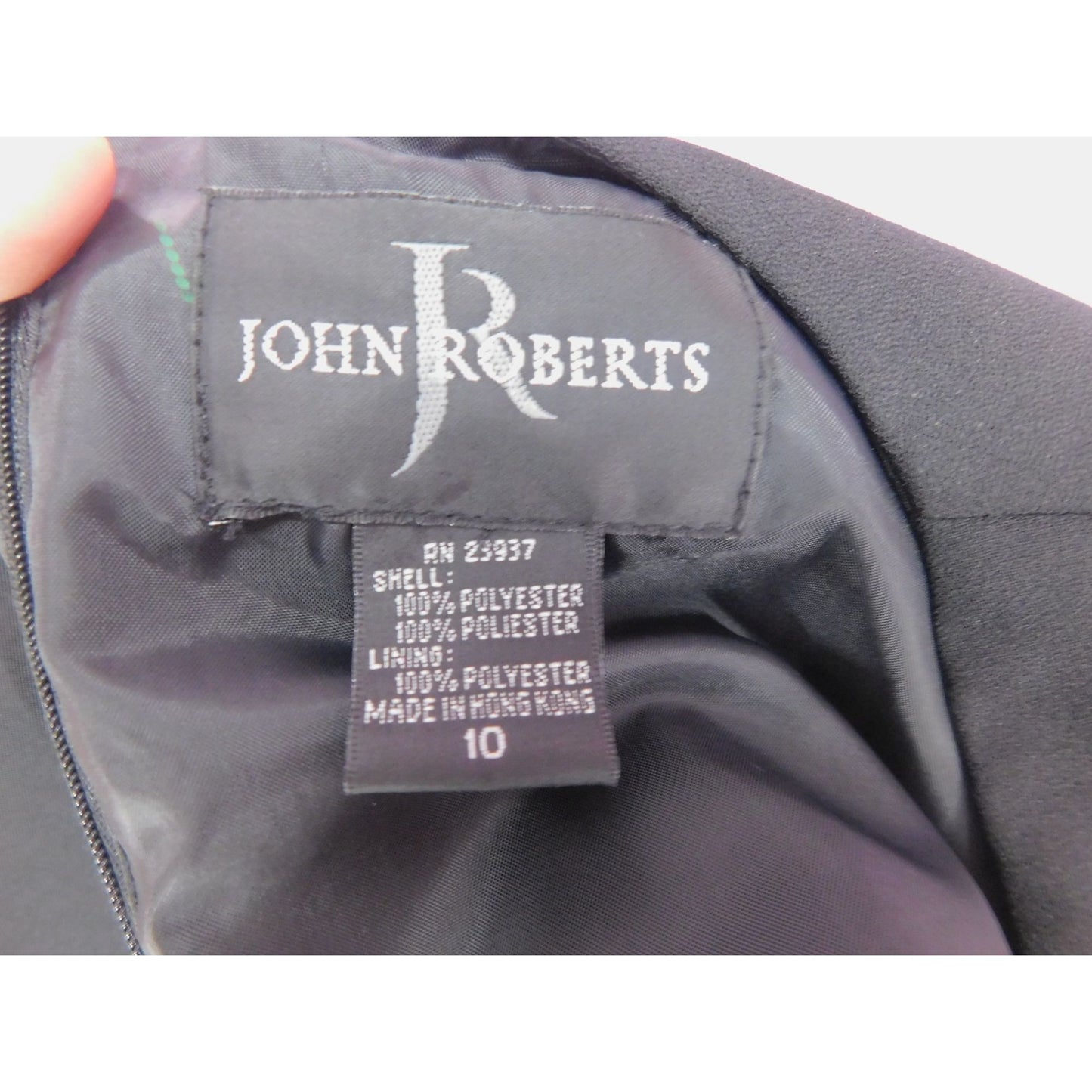 Robe trapèze brodée de perles sans manches de John Roberts, noire, doublée, taille 10