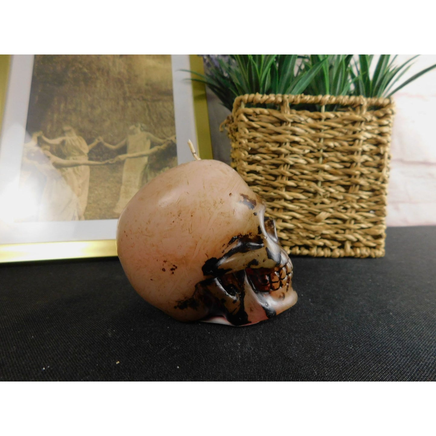 Bougie décorative pour la maison en forme de crâne 3" Gothique, sorcière, effrayant, Halloween sans parfum