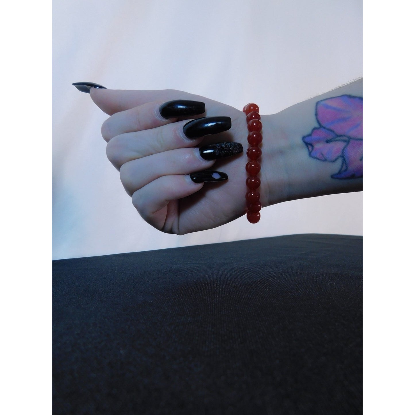 Carnelian Gemstone Bracelet Red Crystal Bead Stretch Unisex Energy Healing Jewel