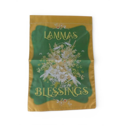Lammas Blessings Garden Flag 10x15 Summer Floral Green Polyester Outdoor Decor