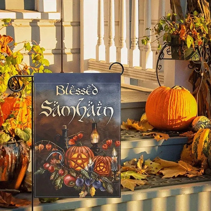 Drapeau de jardin béni de Samhain Halloween Automne Décoration d'intérieur