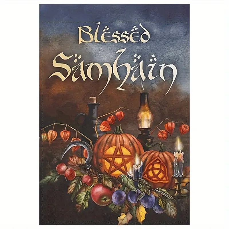 Drapeau de jardin béni de Samhain Halloween Automne Décoration d'intérieur
