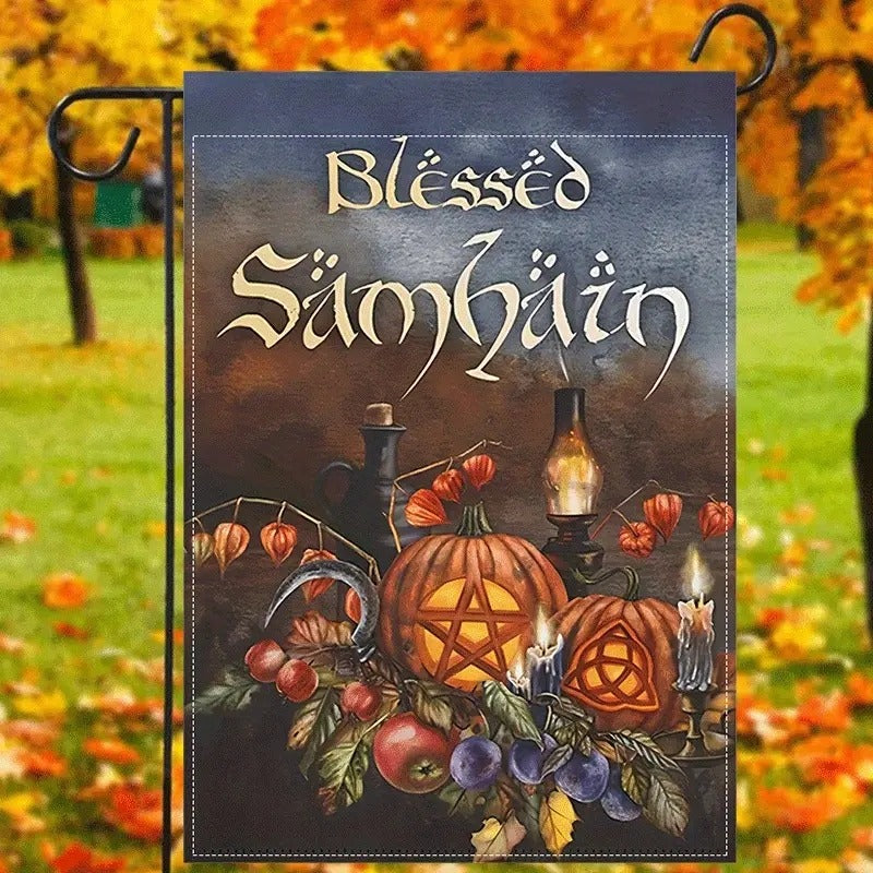 Drapeau de jardin béni de Samhain Halloween Automne Décoration d'intérieur