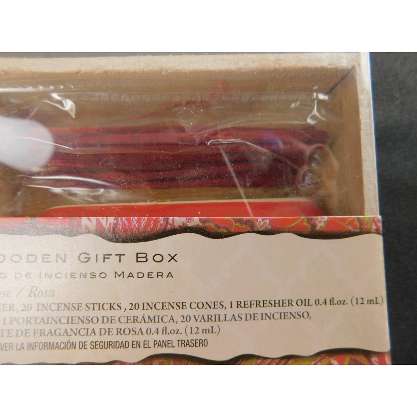 Coffret cadeau en bois d'encens Flora Classique avec bâtonnets décoratifs en céramique pour attrape-cendres de chameau, cônes et huile