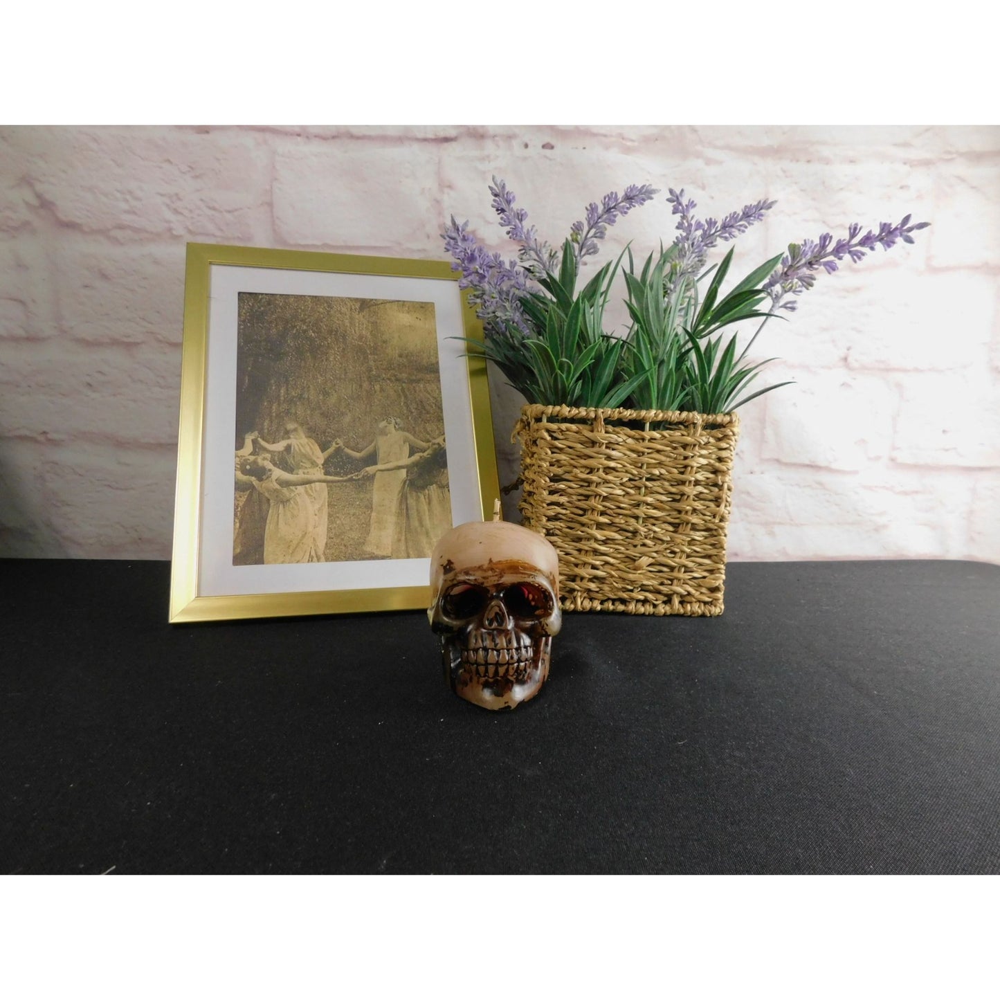 Bougie décorative pour la maison en forme de crâne 3" Gothique, sorcière, effrayant, Halloween sans parfum