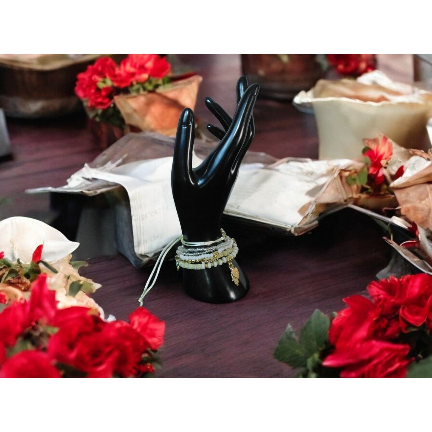 Boho Evil Eye Hamsa Beaded Bracelet Set - Adjustable - New - Witchcore Ethereal