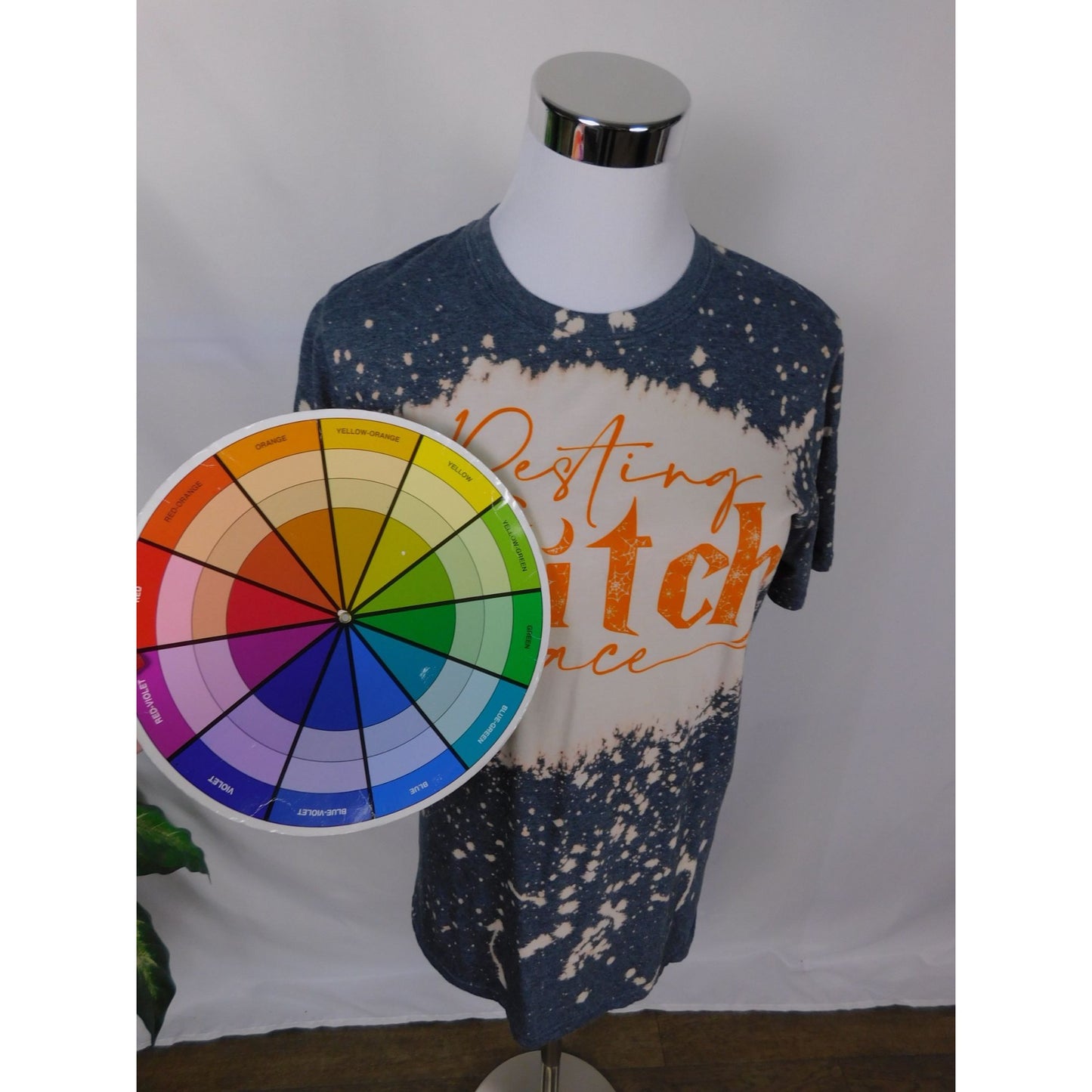 Resting Witch Face Tee – Bleach Dye Gildan Cotton – Size S – Excellent Condition