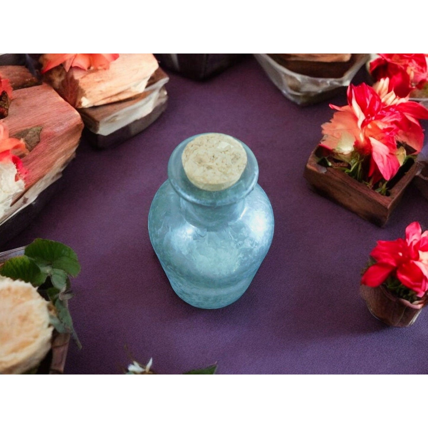Bouteille d'apothicaire en verre dépoli au design antique avec bouchon en liège 6"