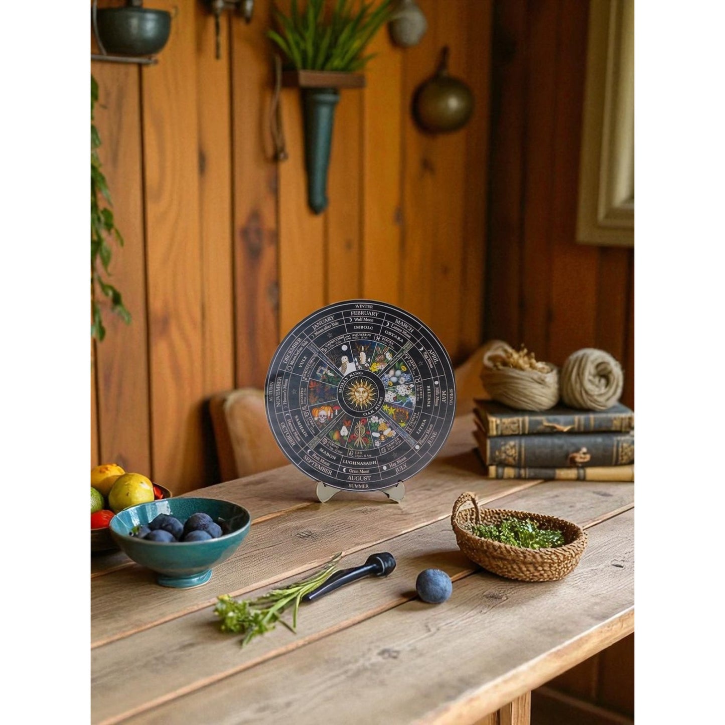 Witchs Wheel Of The Year 12" Wooden Pagan Calendar Decor