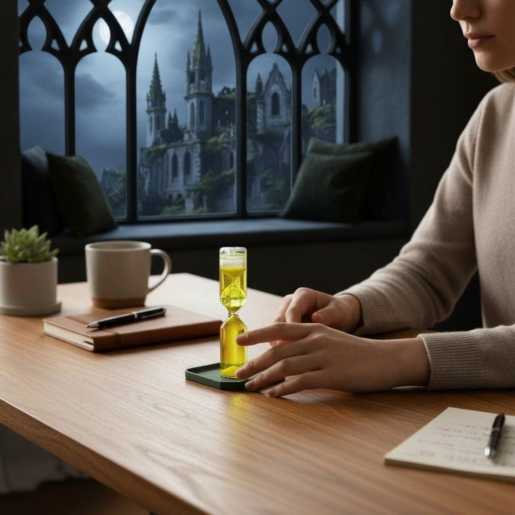 1-Minute Yellow Liquid Sand Timer 4.5" - Ritual Focus & Spell Timing - New