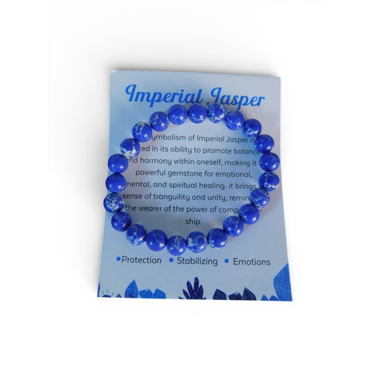Ash & Sea Imperial Jasper Beaded Bracelet 8mm Gemstone Jewelry For Balance & Healing