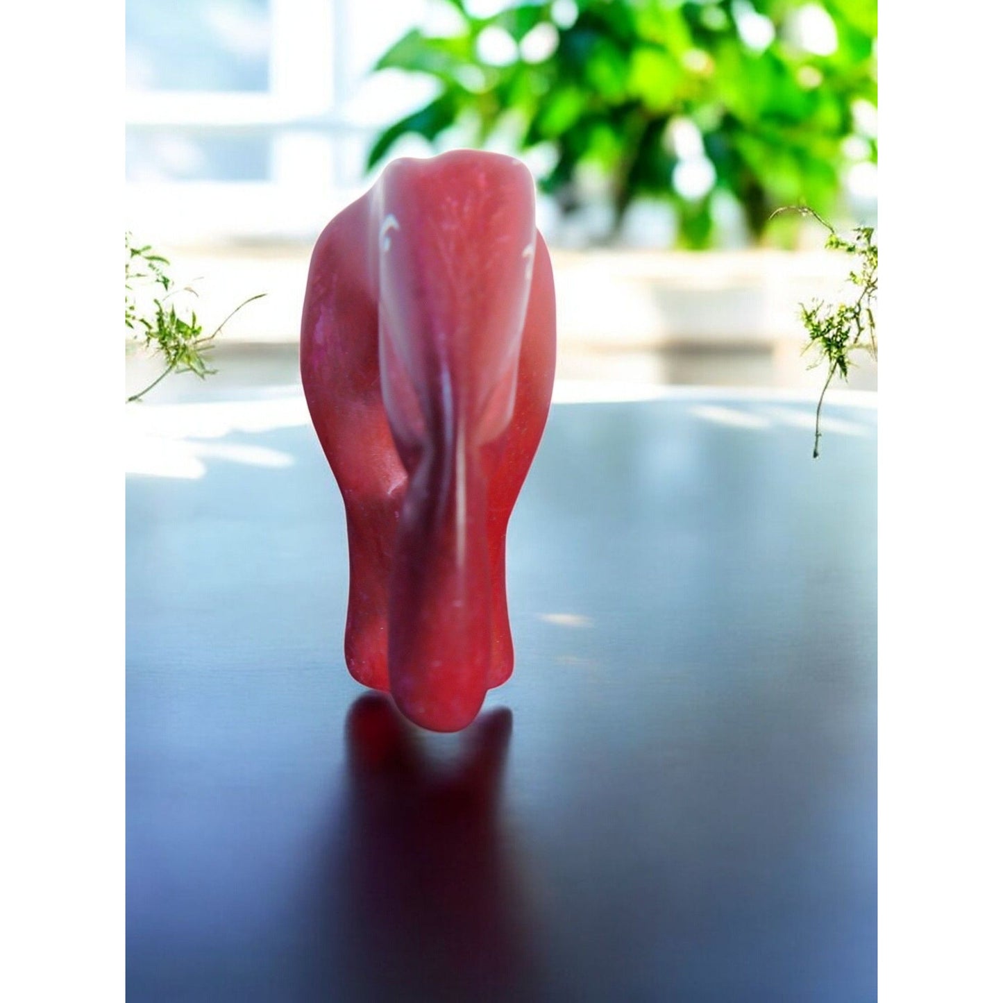 Vtg Miniature Hand Carved Red Soapstone Elephant Figurine 3" African Art Decor