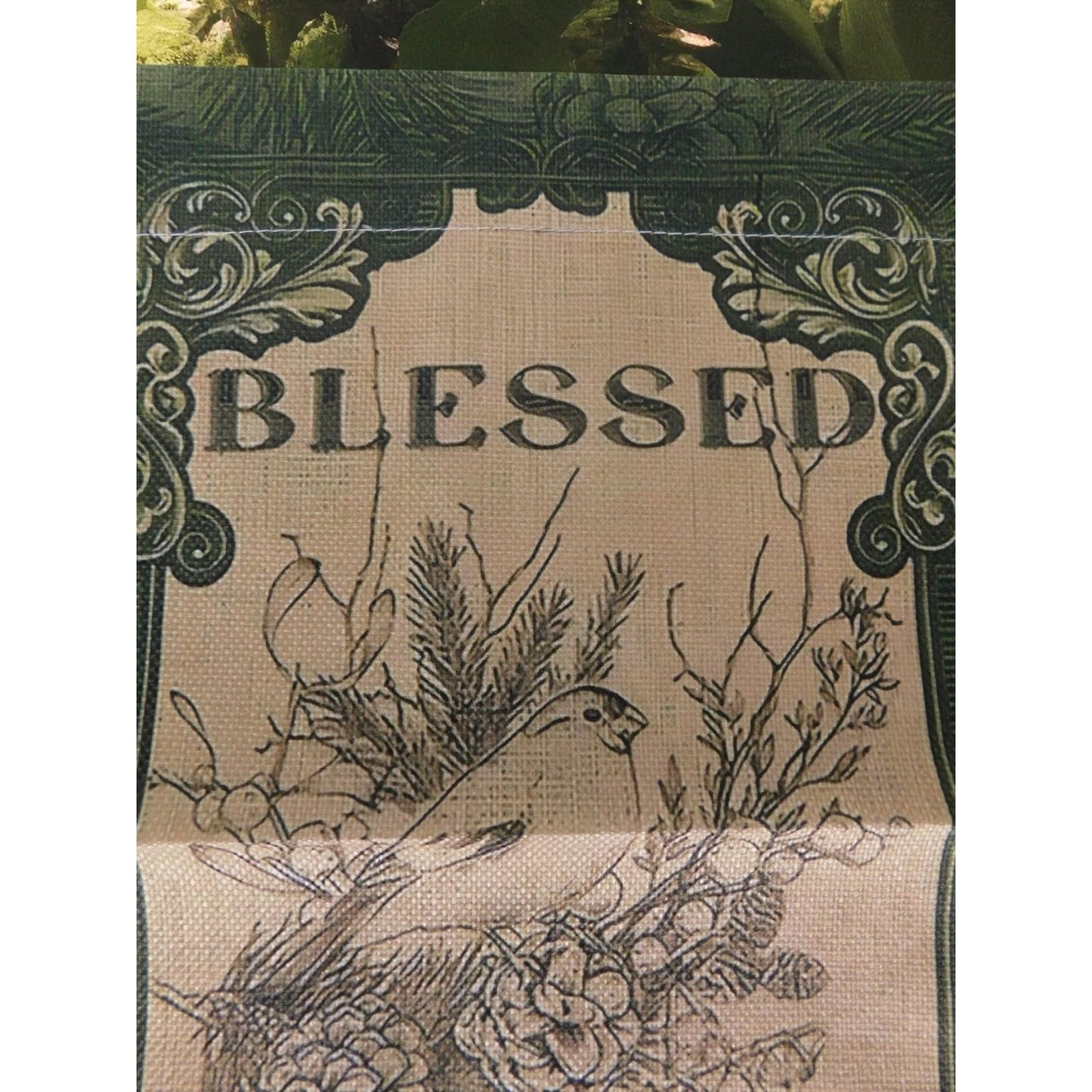 Blessed Yule Garden Flag Winter Holiday Bird Pinecone Double Sided Yard Banner