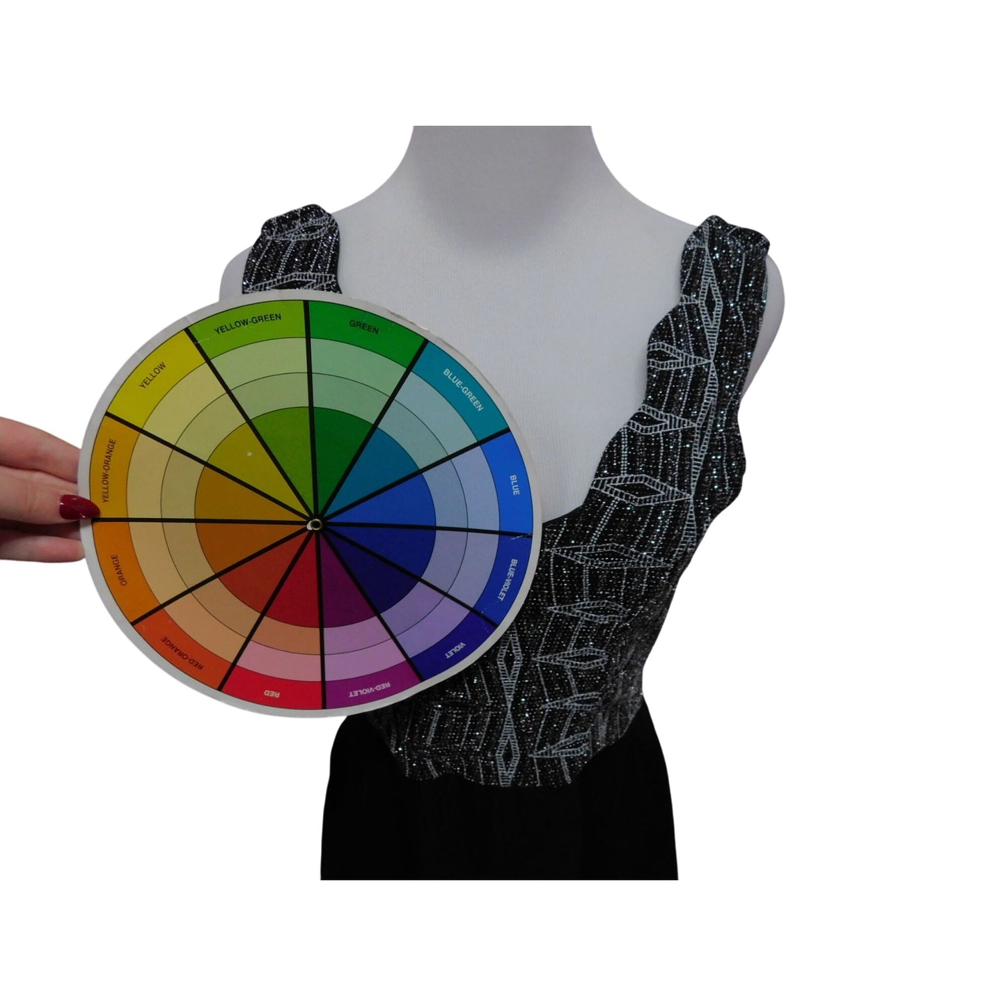 Three Pink Hearts Black Silver Metallic Mini L - Fit Flare - Excellent