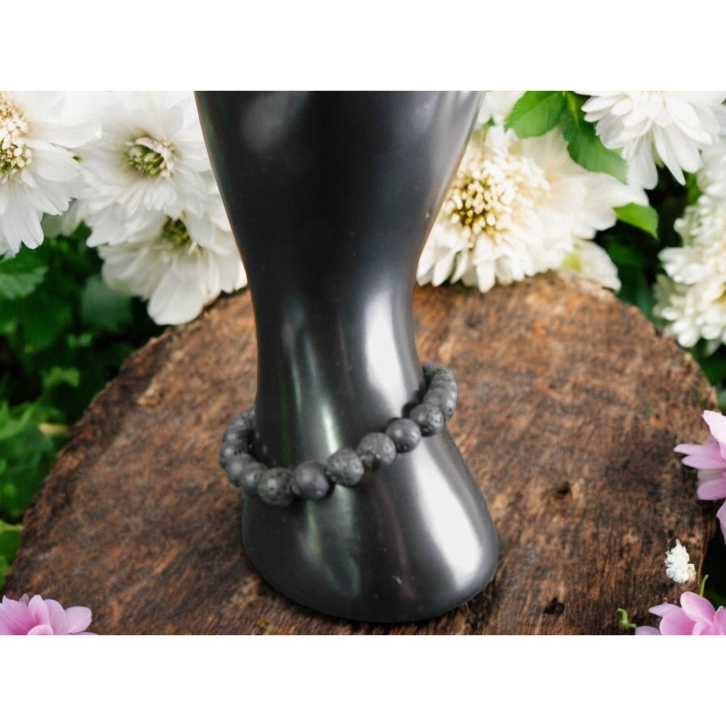 Bracelet en pierre de lave Perles volcaniques naturelles pour aromathérapie et méditation