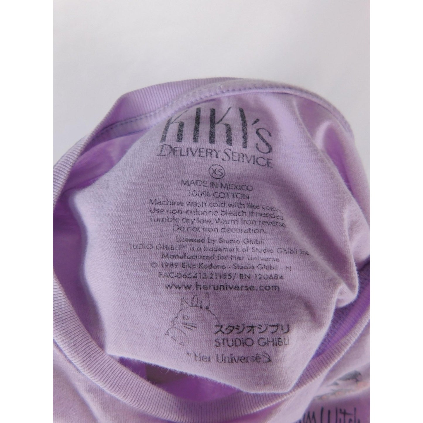 Kiki Jiji Long Sleeve Tee XS Studio Ghibli Lavender