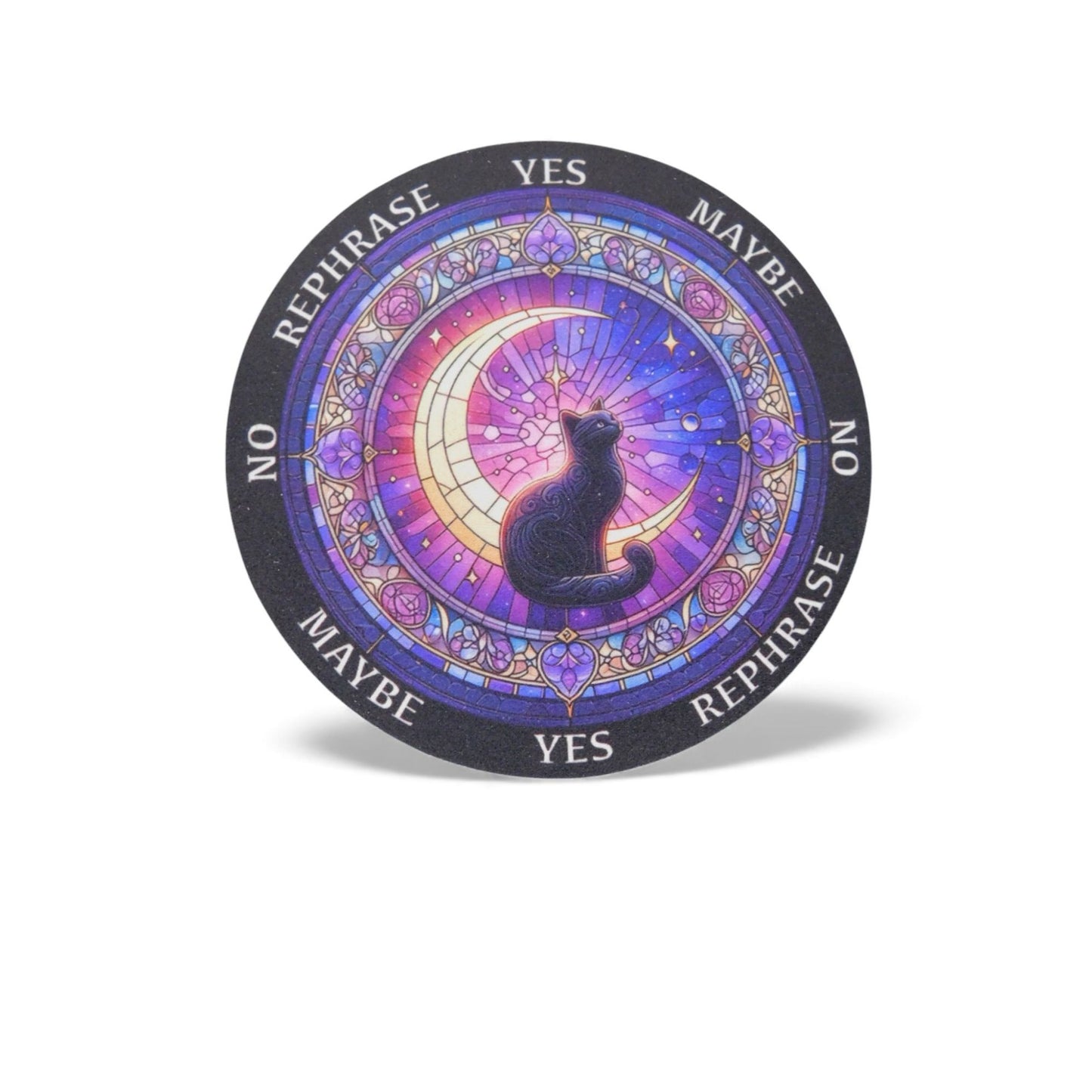 Mystical Cat Pendulum Board 6" - Reversible Coaster & Divination - New