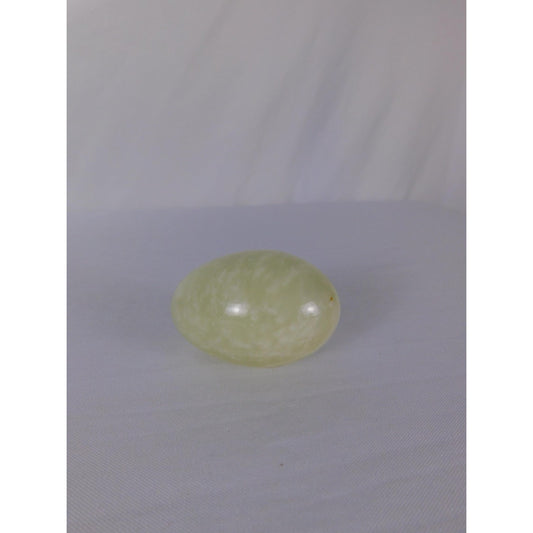 Polished Green Stone Egg Carved Gemstone Worry Palm Witch Altar Decor Healing