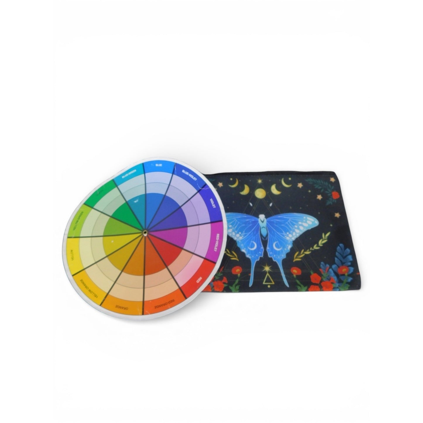 Butterfly Clutch Bag Womens Small Black Canvas Zip Pouch Moon Stars Flowers