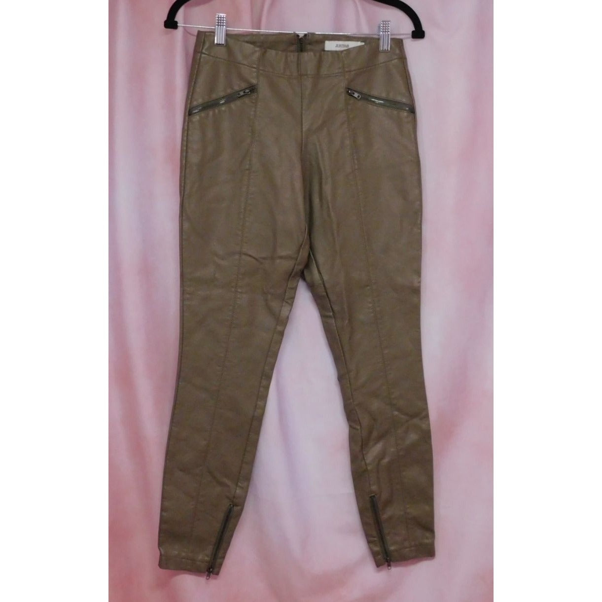 Pantalon fuselé en similicuir avec fermeture éclair à la cheville JustFab XS Marron