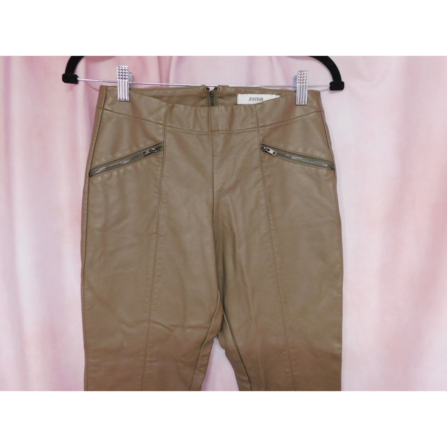 Pantalon fuselé en similicuir avec fermeture éclair à la cheville JustFab XS Marron