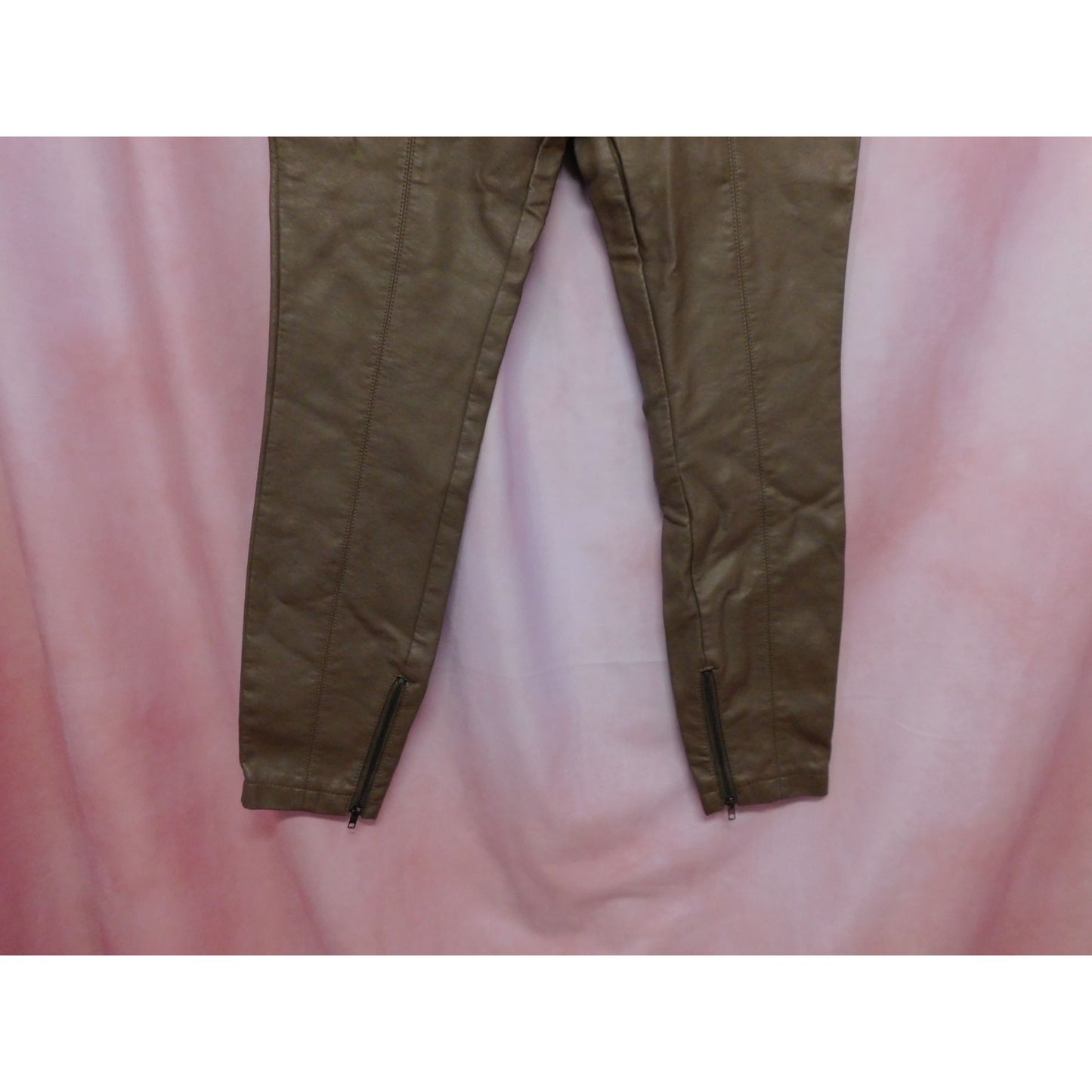 Pantalon fuselé en similicuir avec fermeture éclair à la cheville JustFab XS Marron