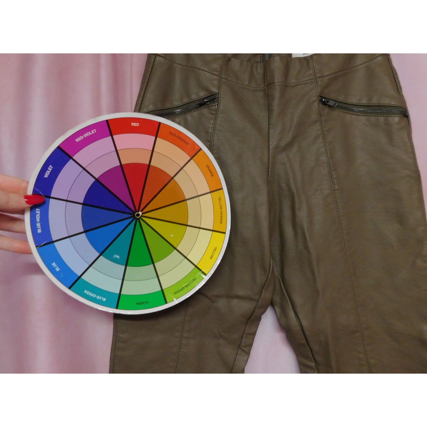 Pantalon fuselé en similicuir avec fermeture éclair à la cheville JustFab XS Marron