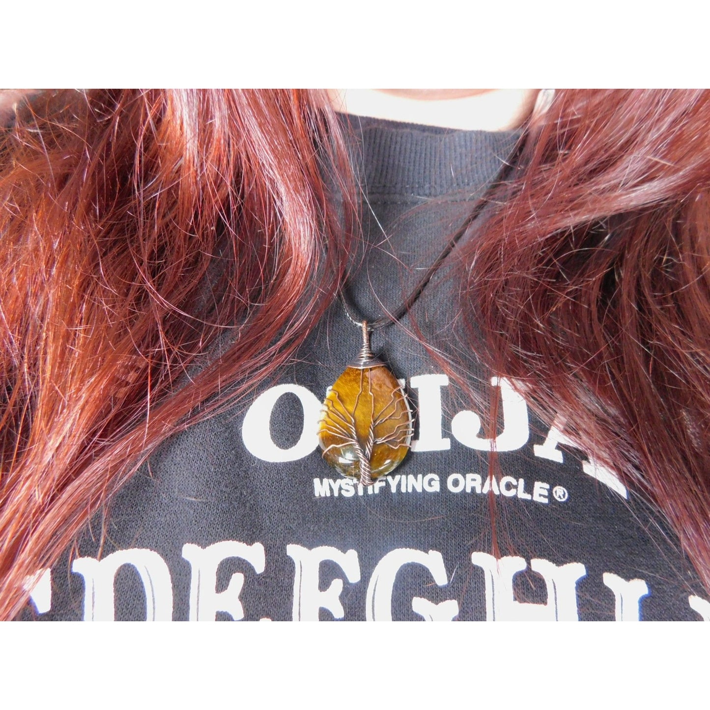 Tiger Eye Tree of Life Pendant Necklace Healing Crystal Jewelry 18"
