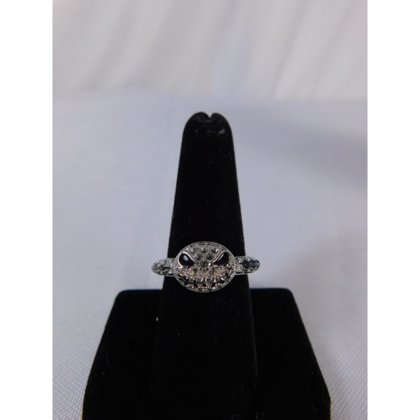 Jack Skellington Face Ring Silver Tone Adjustable Halloween Gothic Punk Jewelry