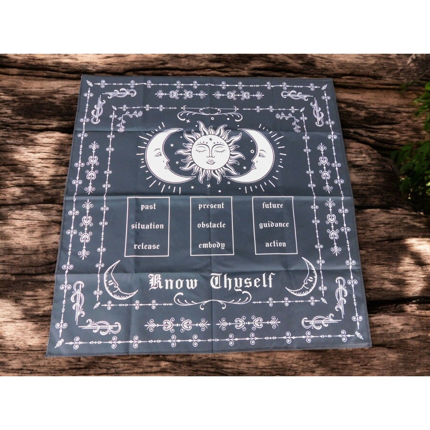Mystical Moon & Sun Tarot Altar Cloth Divination Mat 19x19 Gothic