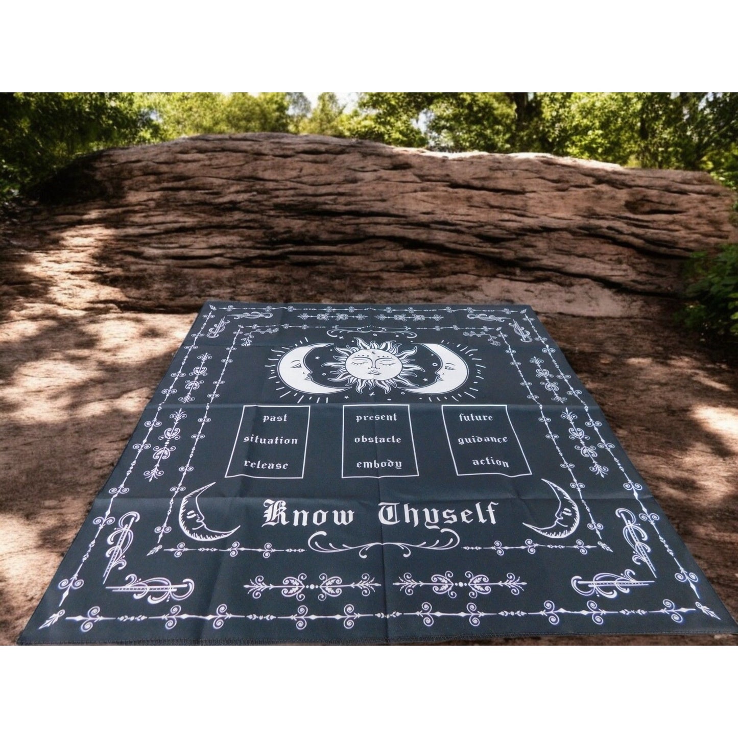 Mystical Moon & Sun Tarot Altar Cloth Divination Mat 19x19 Gothic