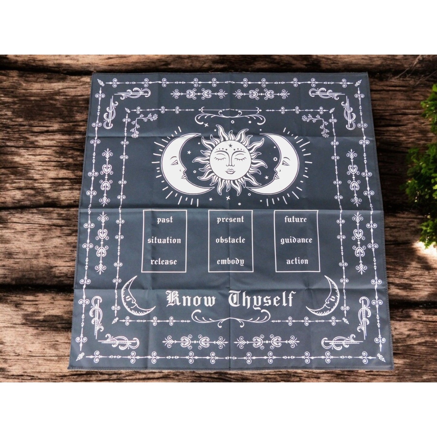 Mystical Moon & Sun Tarot Altar Cloth Divination Mat 19x19 Gothic