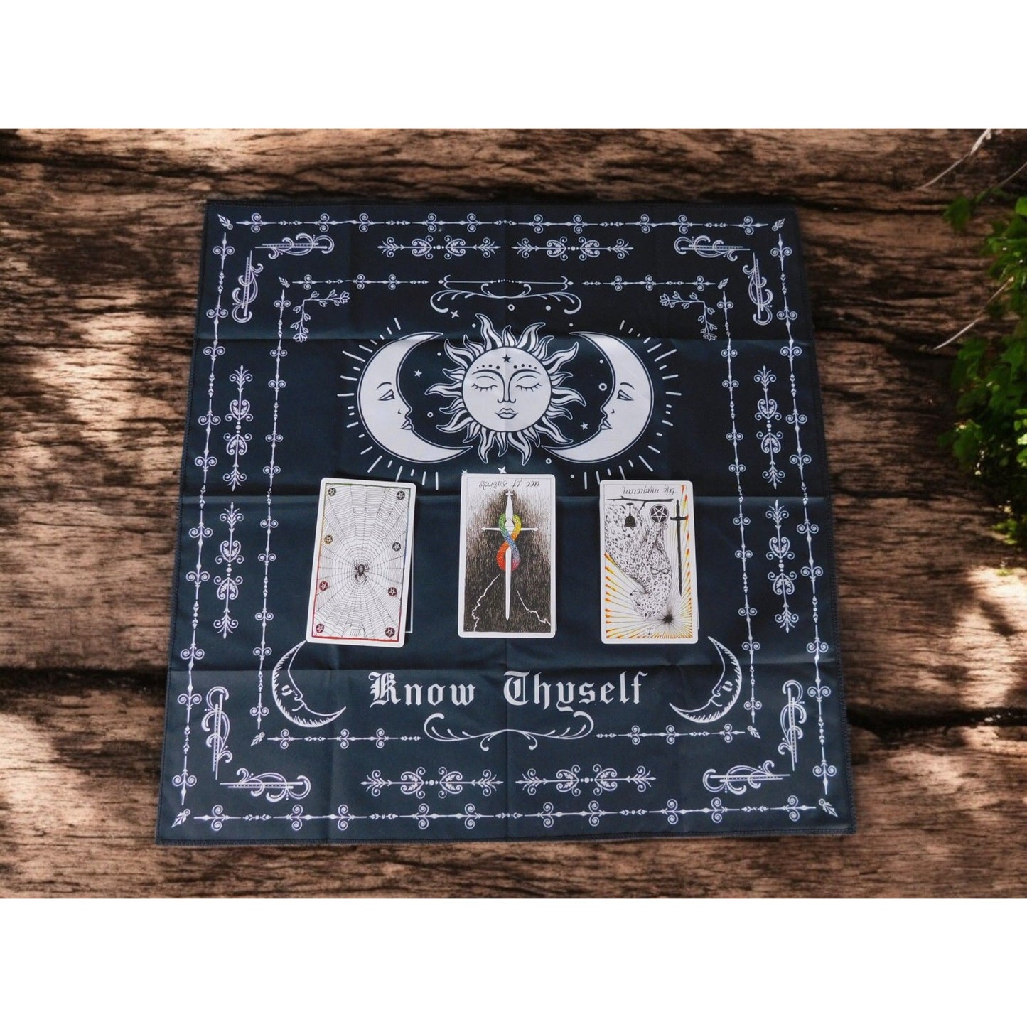Mystical Moon & Sun Tarot Altar Cloth Divination Mat 19x19 Gothic