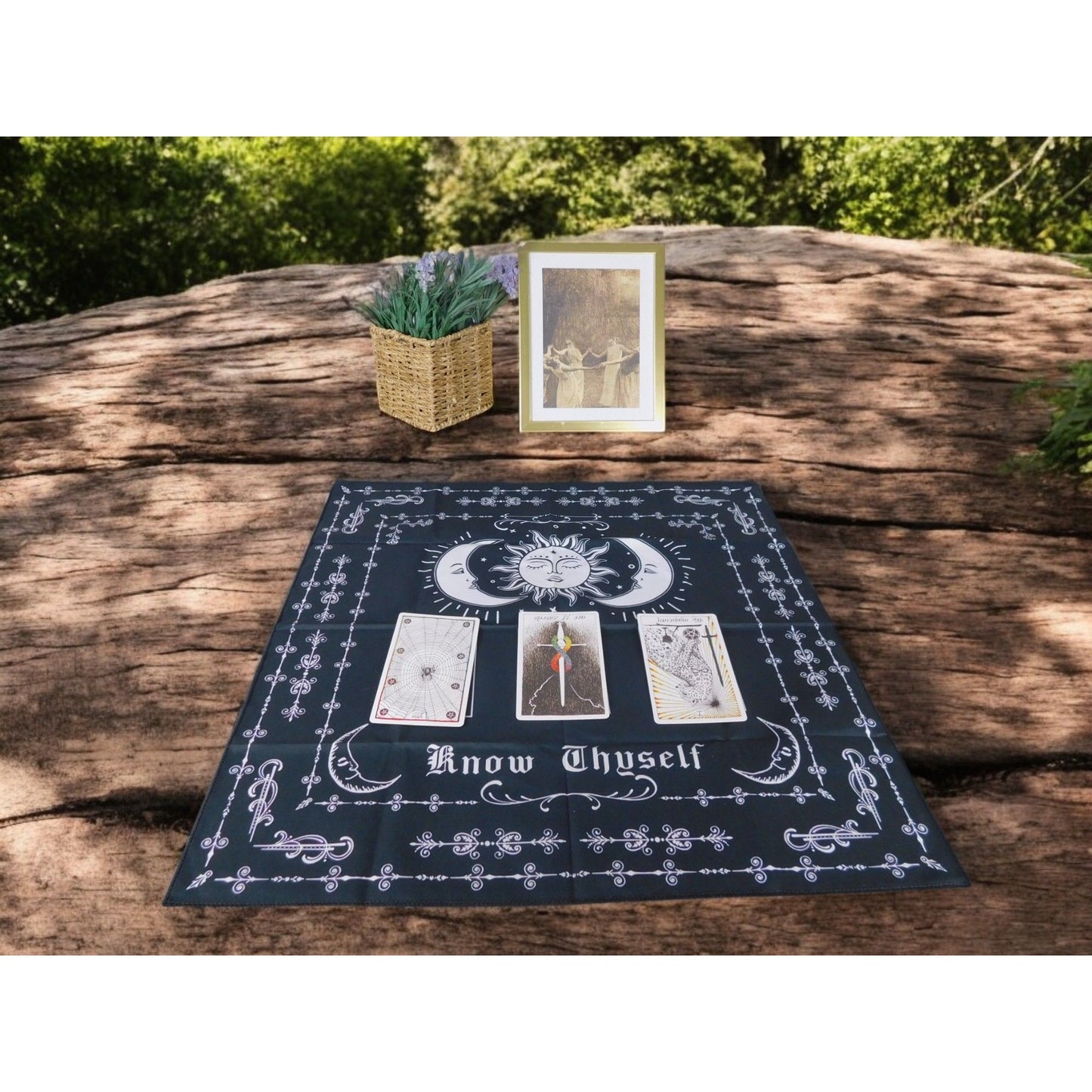Mystical Moon & Sun Tarot Altar Cloth Divination Mat 19x19 Gothic