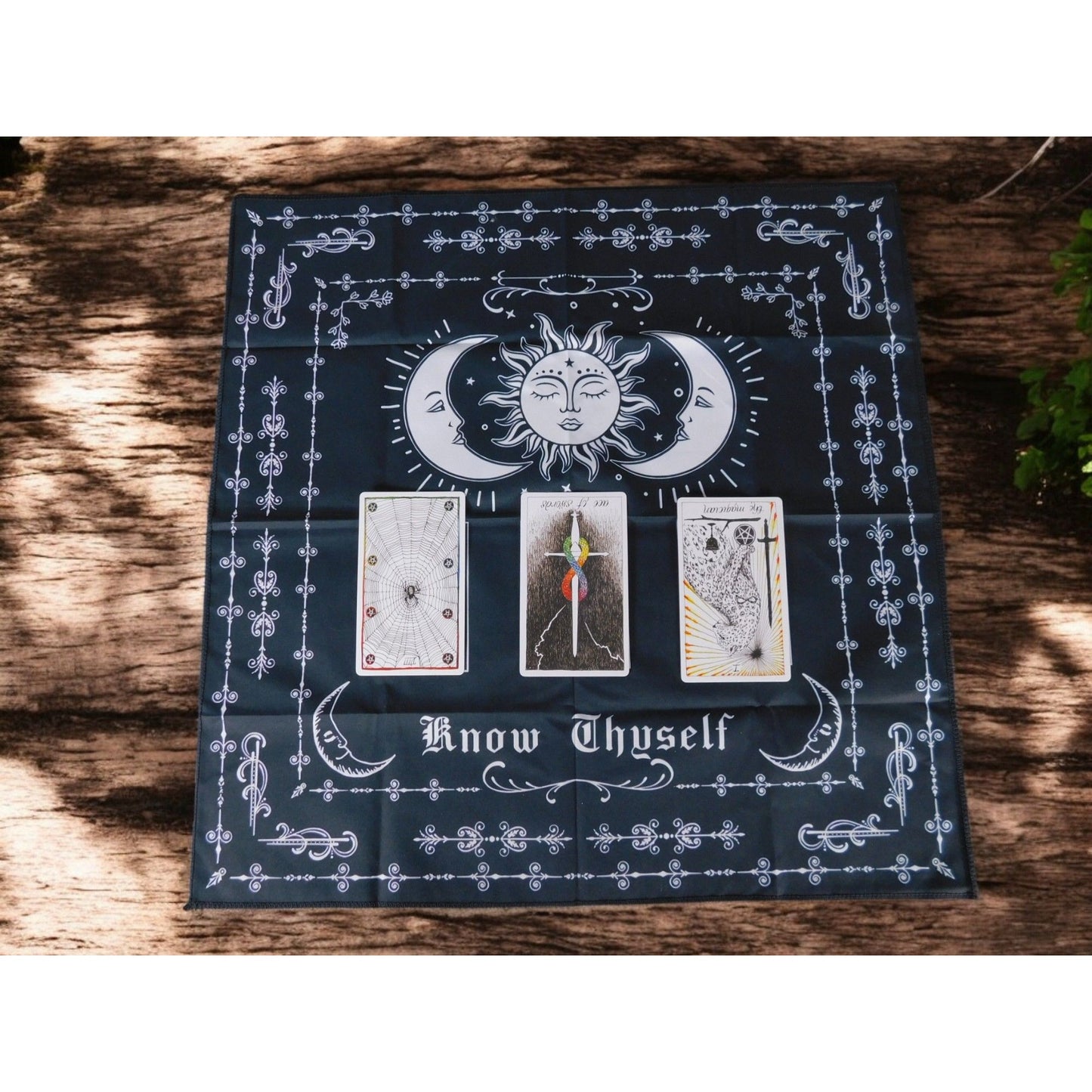 Mystical Moon & Sun Tarot Altar Cloth Divination Mat 19x19 Gothic