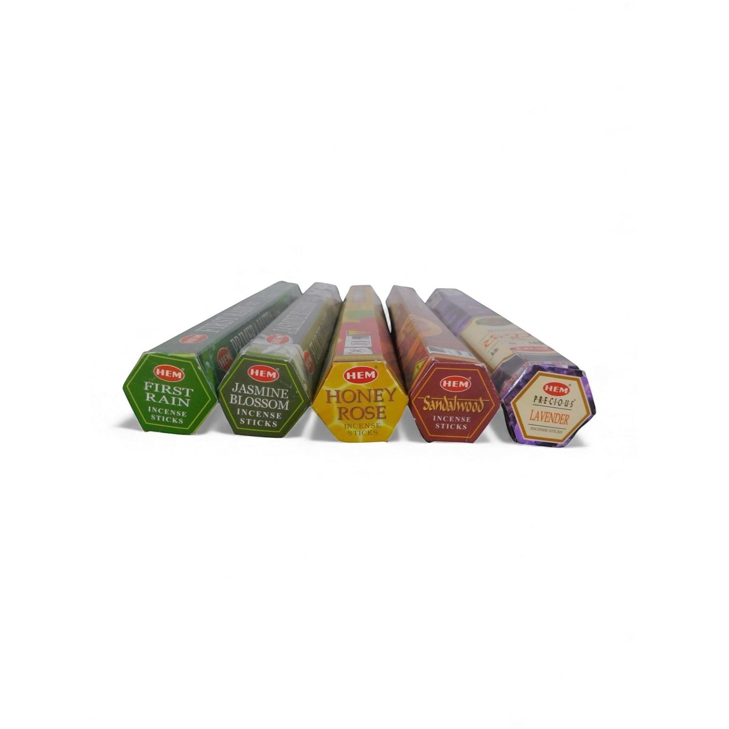 The Witches' Quest self-love incense pack featuring five hexagonal tubes of HEM incense sticks in assorted scents.