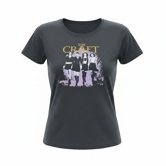 The Witches' Quest charcoal grey crew neck t-shirt featuring The Craft movie graphic print on soft polyester fabric.