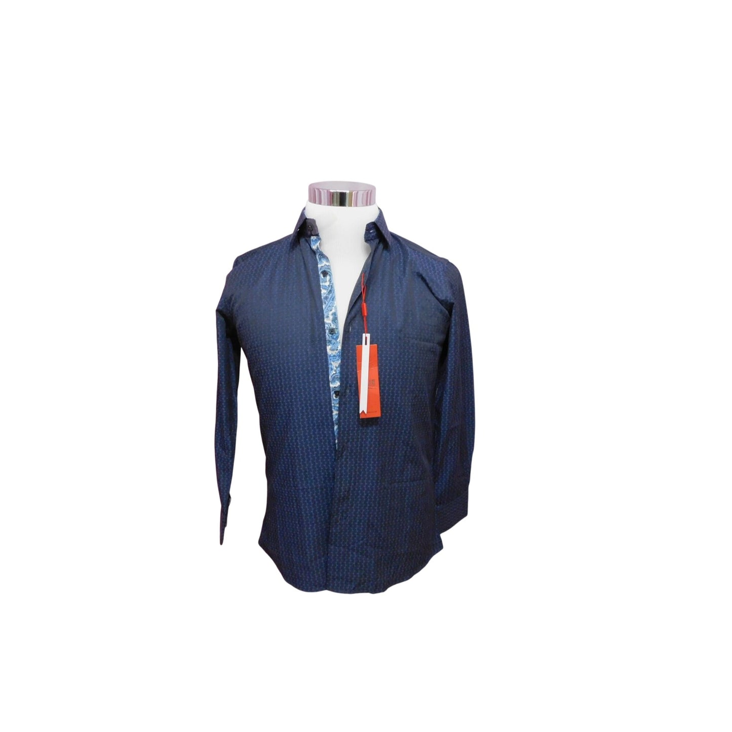 Elie Milano Navy Modern Fit Shirt S - Mens Long Sleeve - Excellent